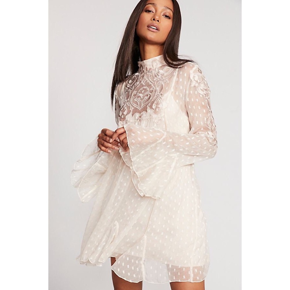 FP Coquette Chiffon Embroidered Mini Dress